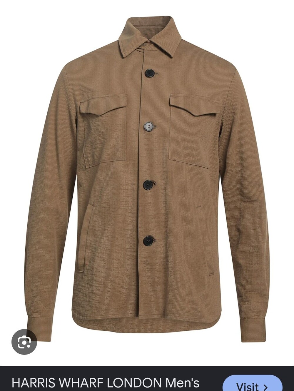 Harris Wharf London Tan Waffle Cotton Shacket Overshirt Jacket 52 L